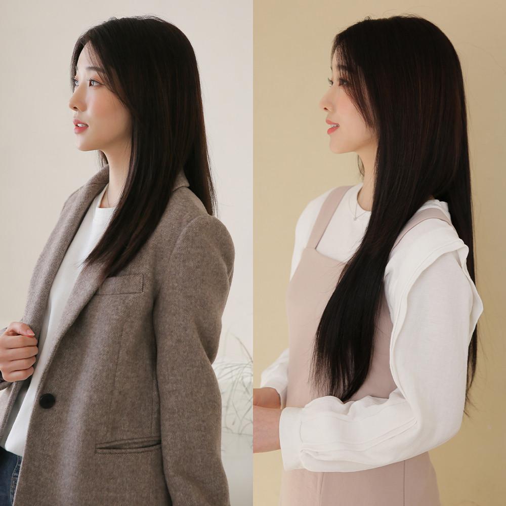 인모 부분가발 똑딱이 헤어피스 붙임머리 45cm 55cm