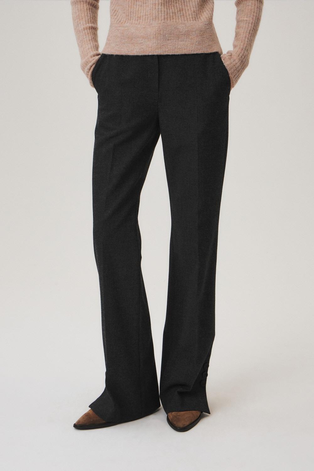 Wool Blend Bootcut Pants, Charcoal
