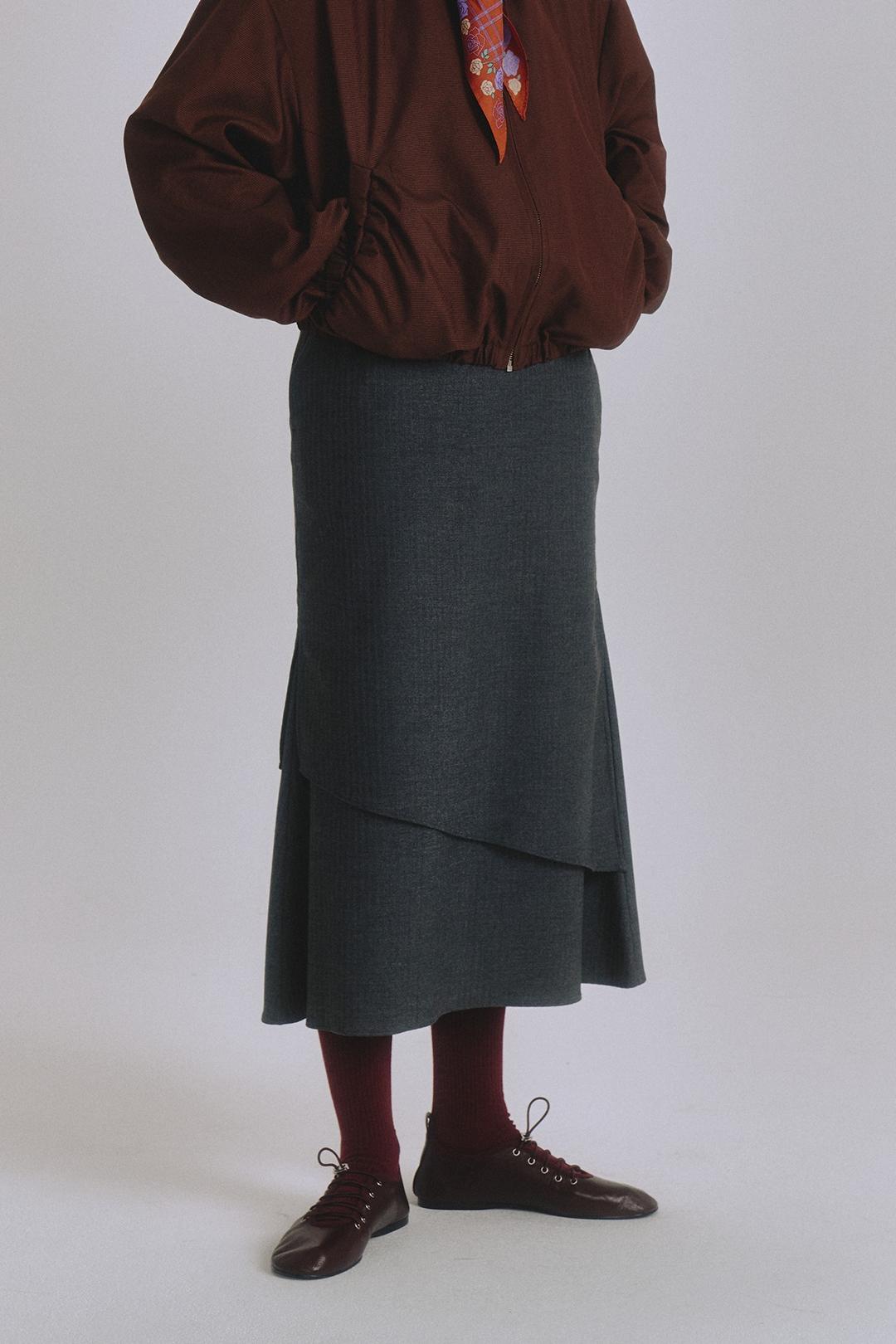 Classic double line skirt(gray)
