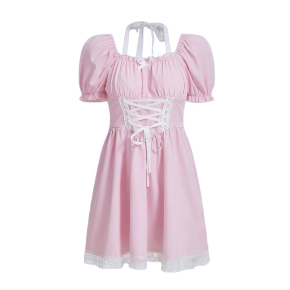 양산형 크로스 레이스 슬리브 원피스