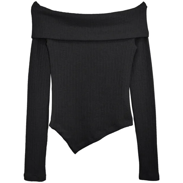 [ACUBI CLUB] unbalance off-shoulder tee (3colors)