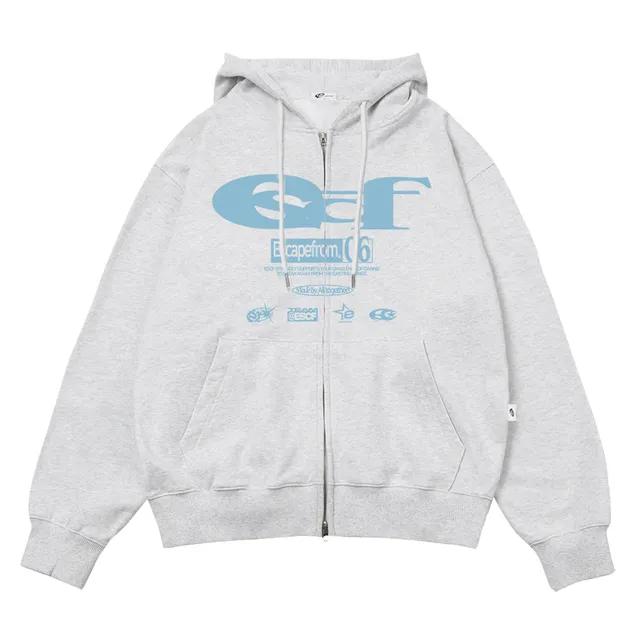 ESCF 로고 콜라주 프린트 투웨이 후드집업 화이트 멜란지