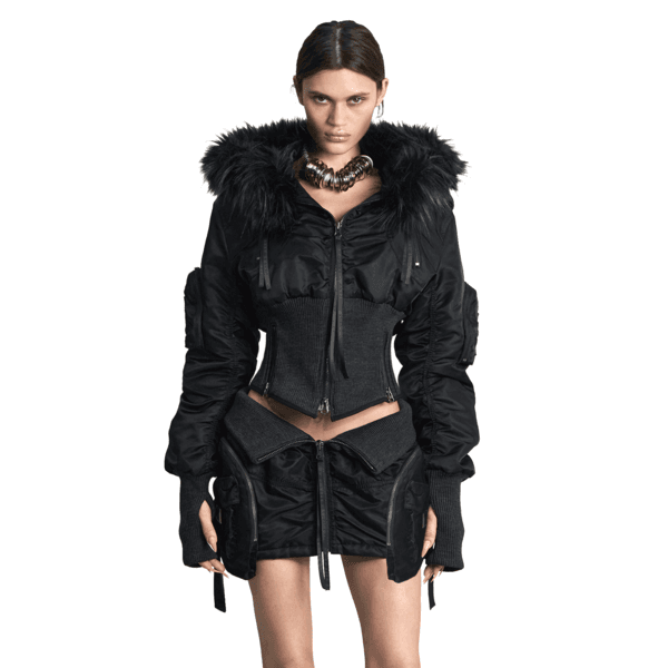 VOLINE PADDED ZIP SKIRT IN BLACK