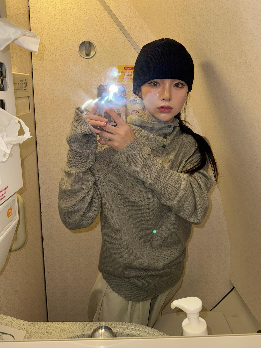 Mohair balaclava hood knit (3c)