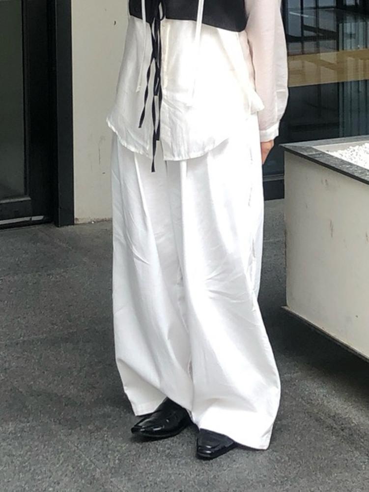 엘 스더 코튼 핀턱 오버 와이드 팬츠 2color