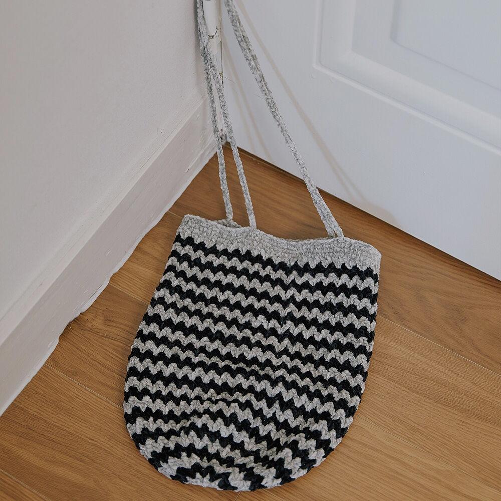 velvet stripe shoulder bag (gray)
