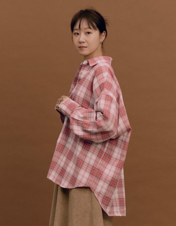 oversized flannel check shirts - pink check