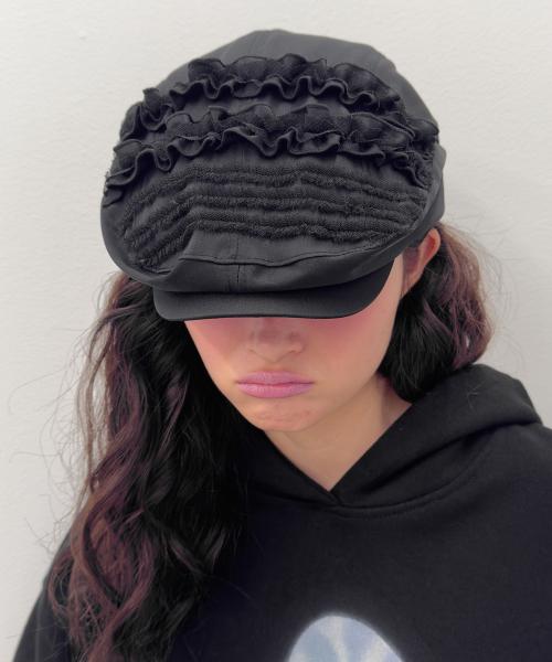 Ruffled Hunting Cap [Black]