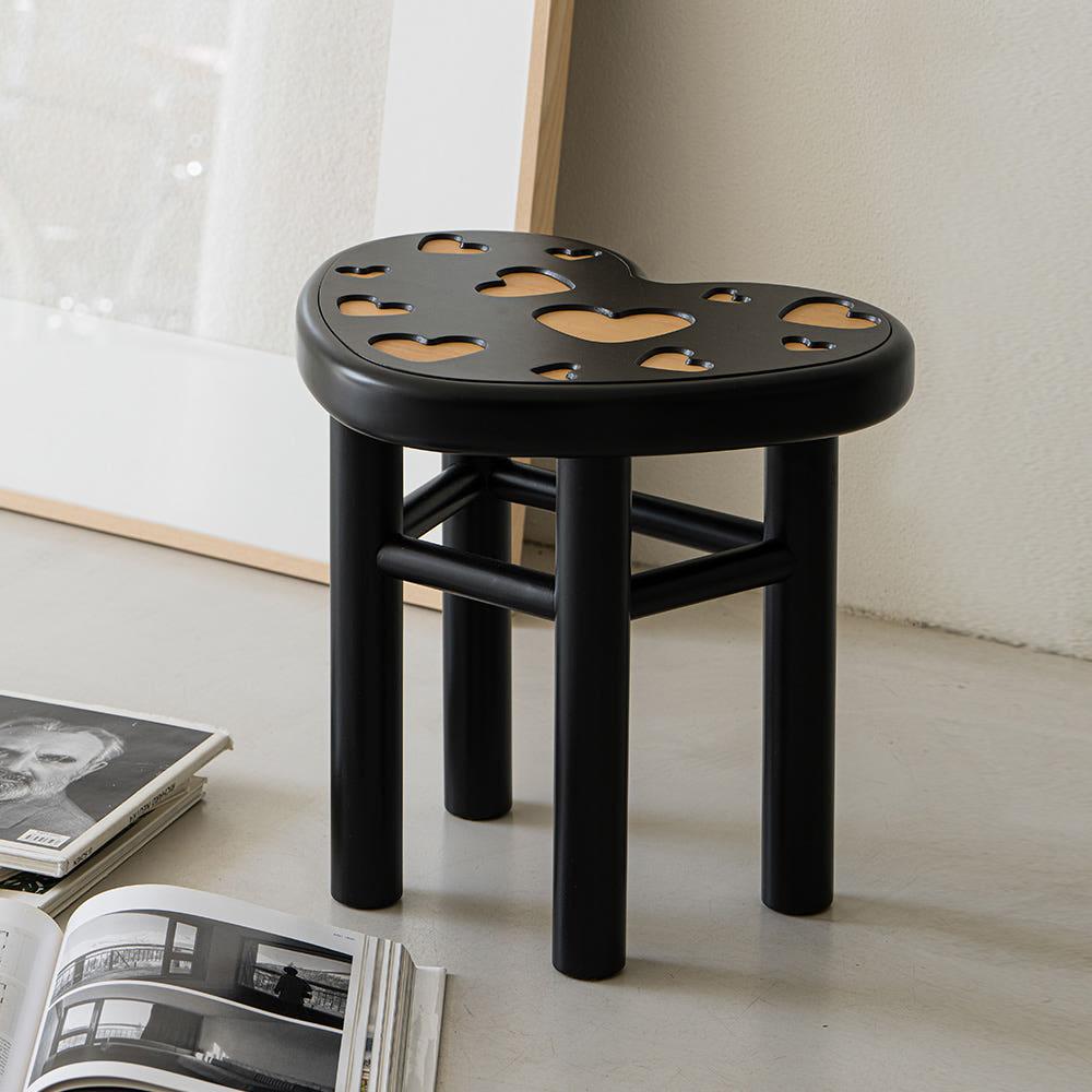 [추가3%적립]매스티지데코 하트 스툴(블랙) 소품 스툴 신혼가구 인테리어 집들이선물