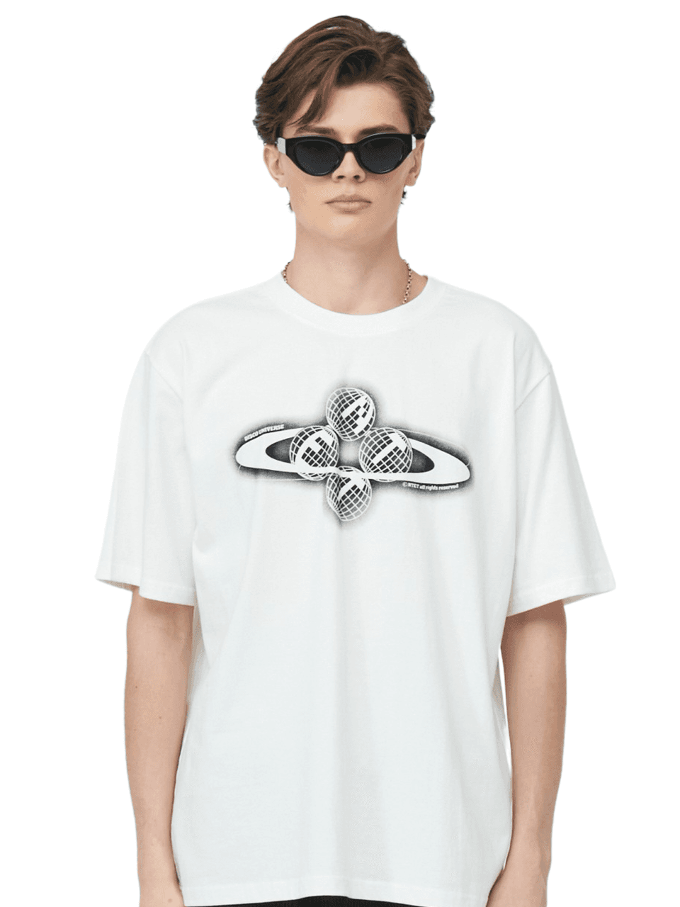 Disco Universe Logo Tee White