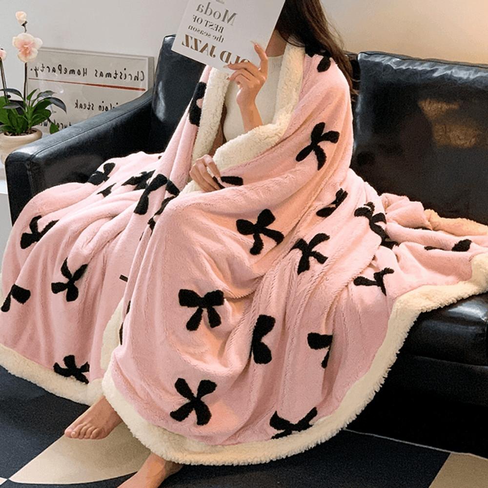 벨벳 리본 극세사 담요 겨울 사무실 이불담요 블랭킷