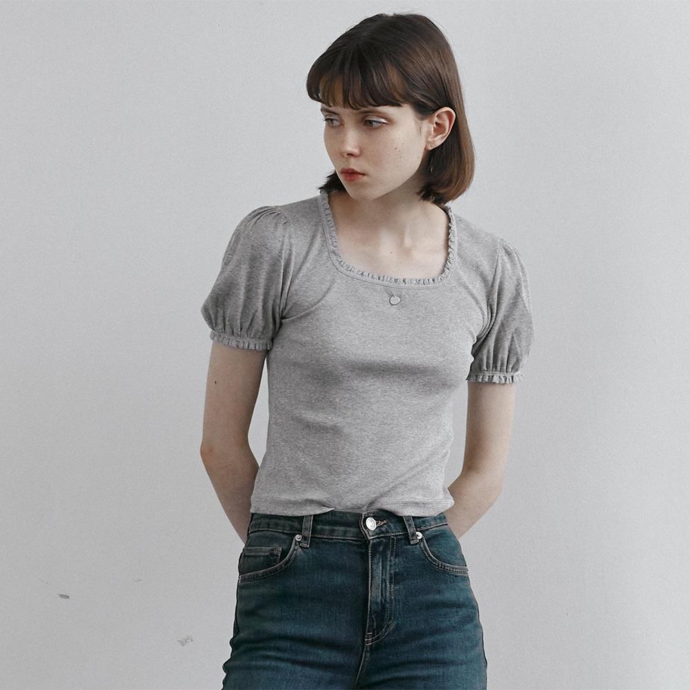 Square neck lace top(Melange gray)