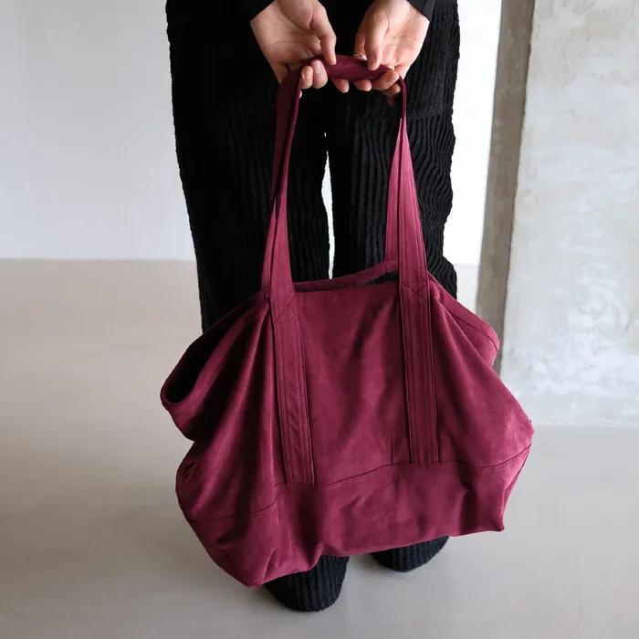 suede big tote (plum)