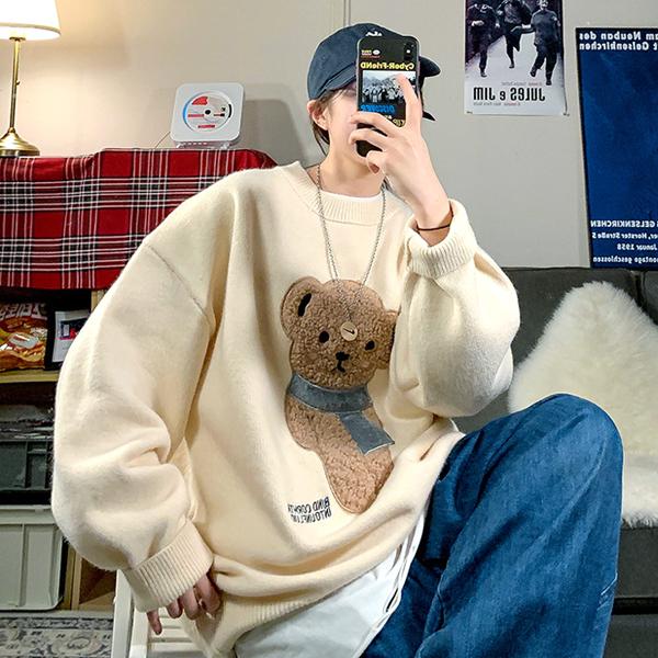 포플러 곰돌이 니트 맨투맨