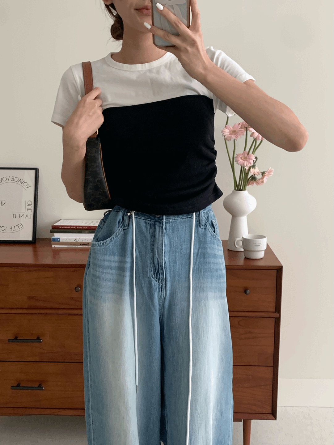 드로우온유 피엘 골지탑반팔티