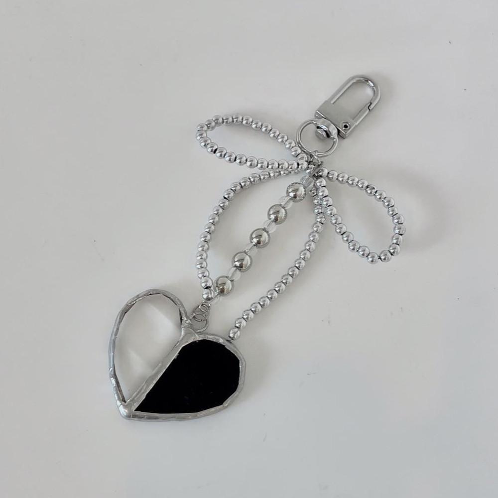 스테인드글라스 하트 리본 키링 (heart ribbon keyring)
