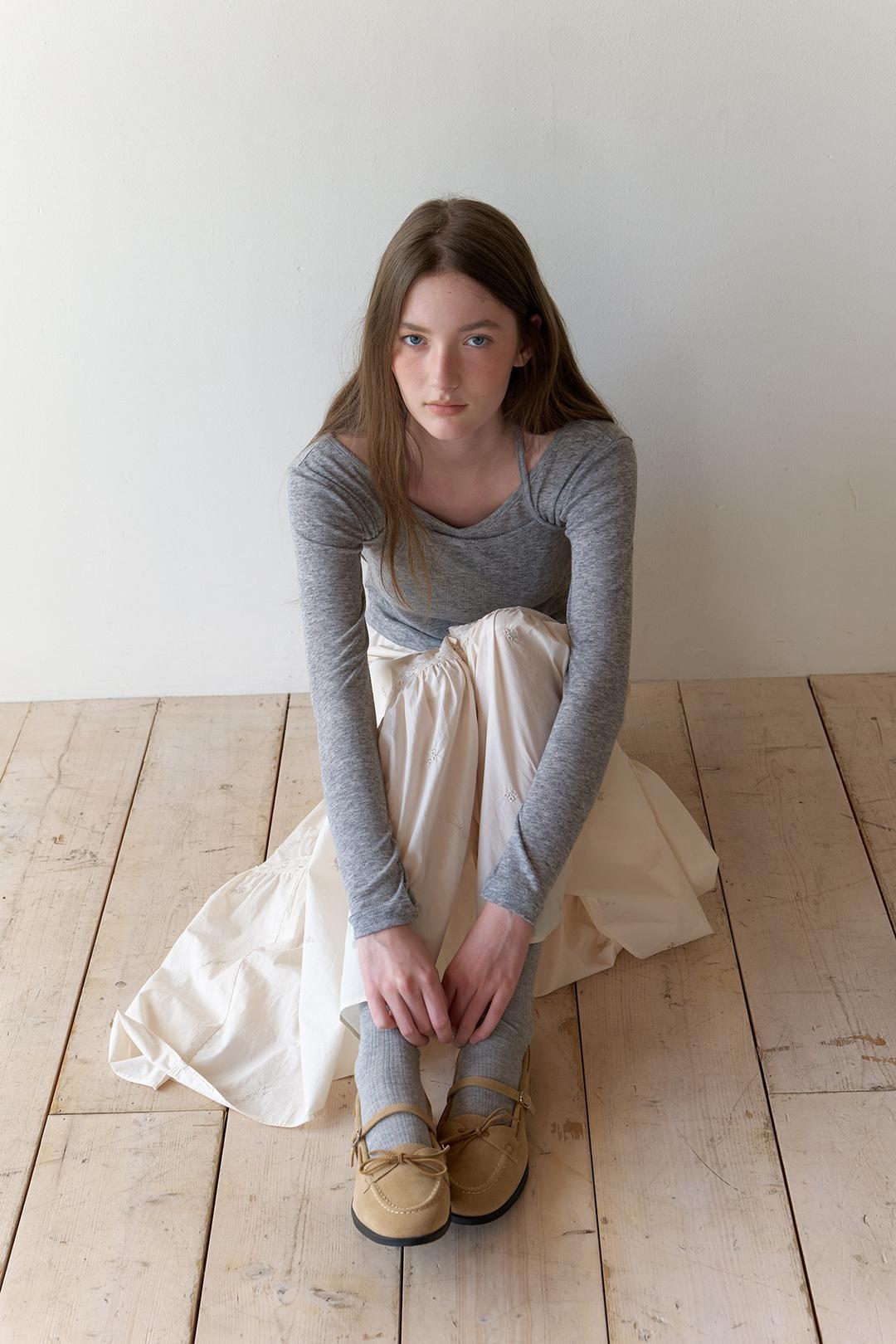 Texture Set Top (Melange Grey)