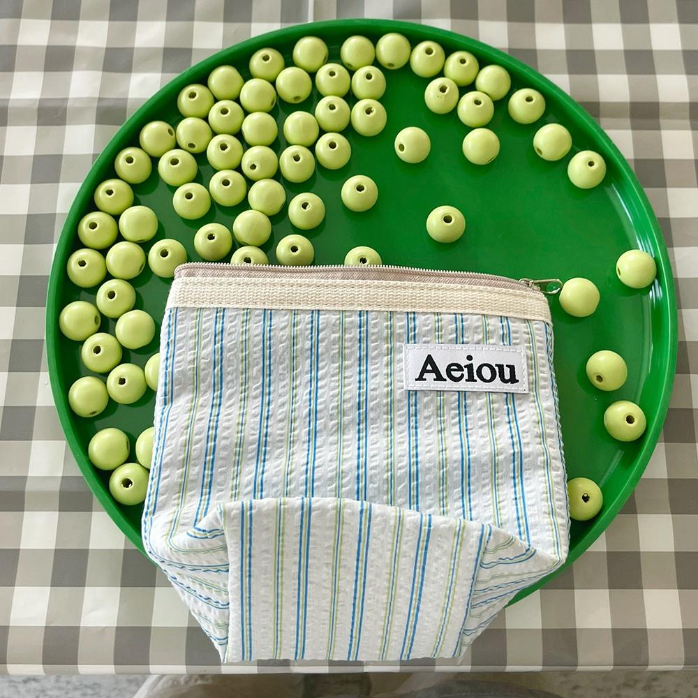 Aeiou Basic Pouch (M size) Stripe Fruits Blue