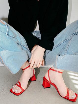 Cross Strap Sandal - Red