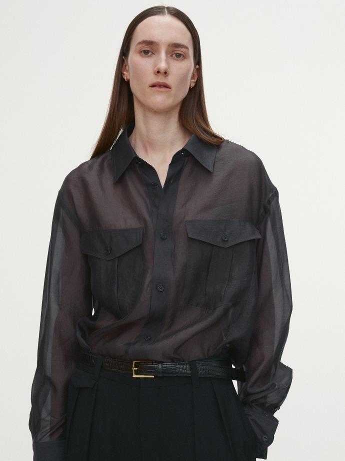 OVERSIZED SHEER SHIRT_ CARBON GREY