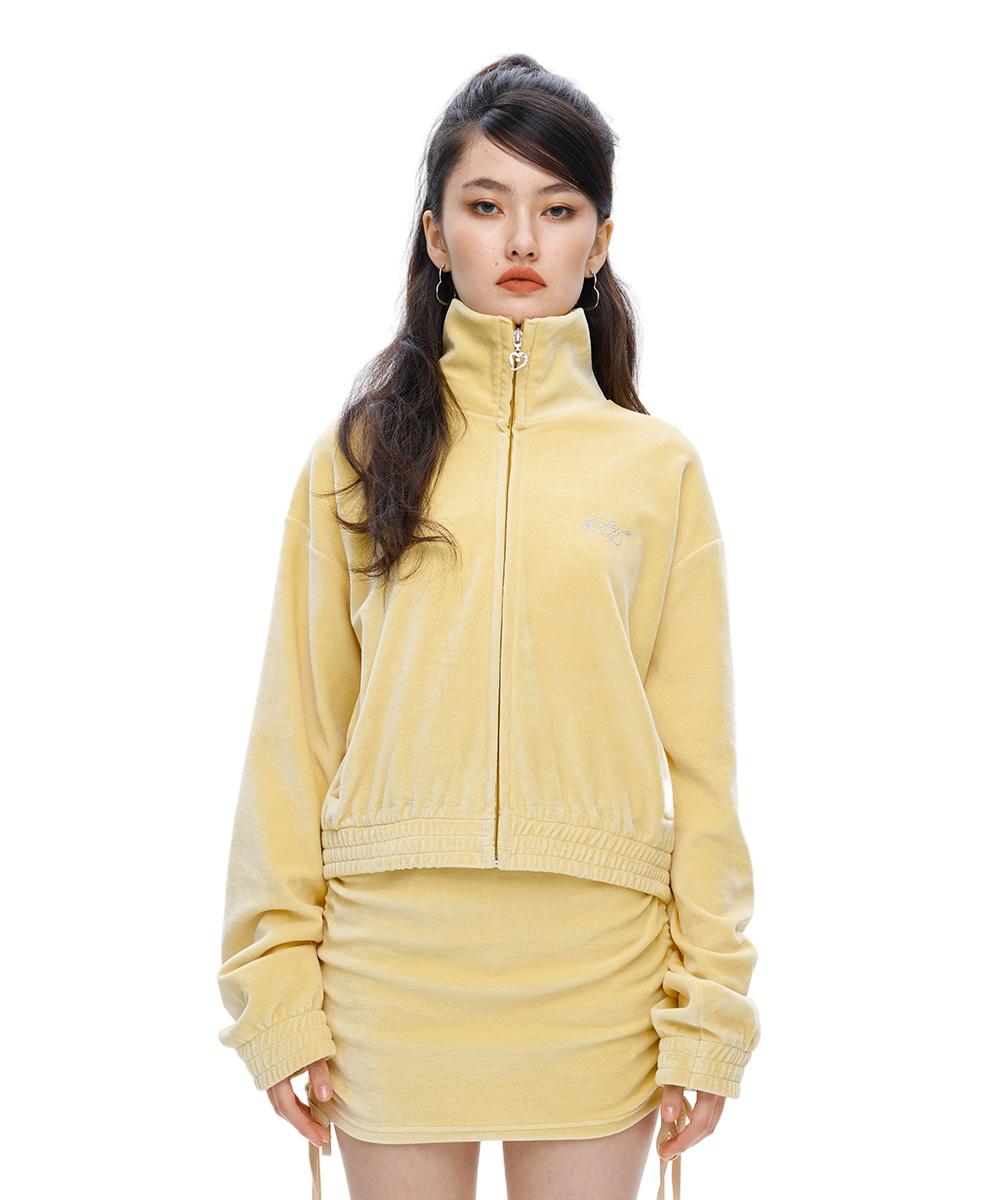 VELOUR FULL ZIP-UP JERSEY - YELLOW