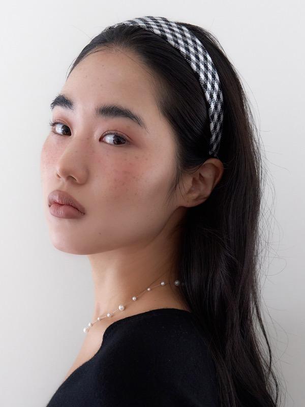 ginghamcheck hair band - black