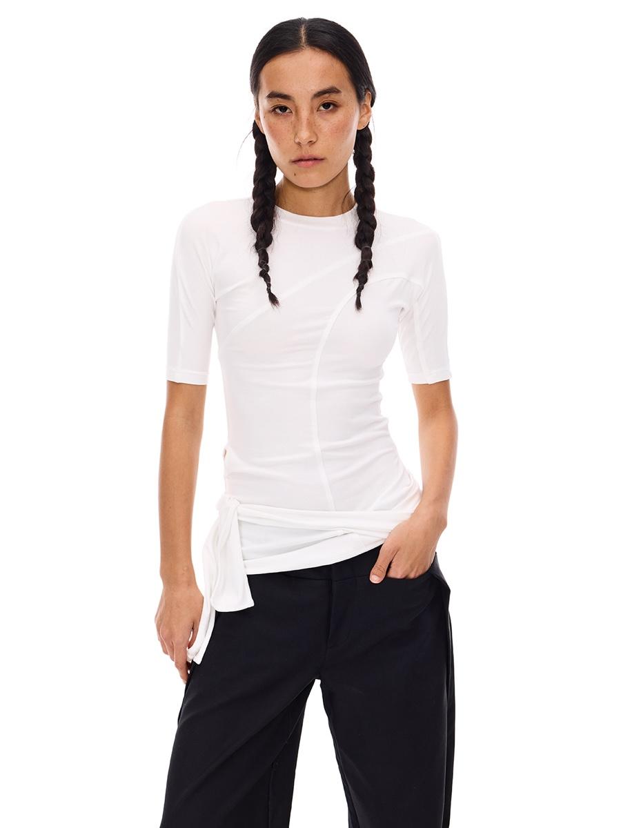 COSTUSTOOT Ribbon Dismantle Slim T-shirt (2color)