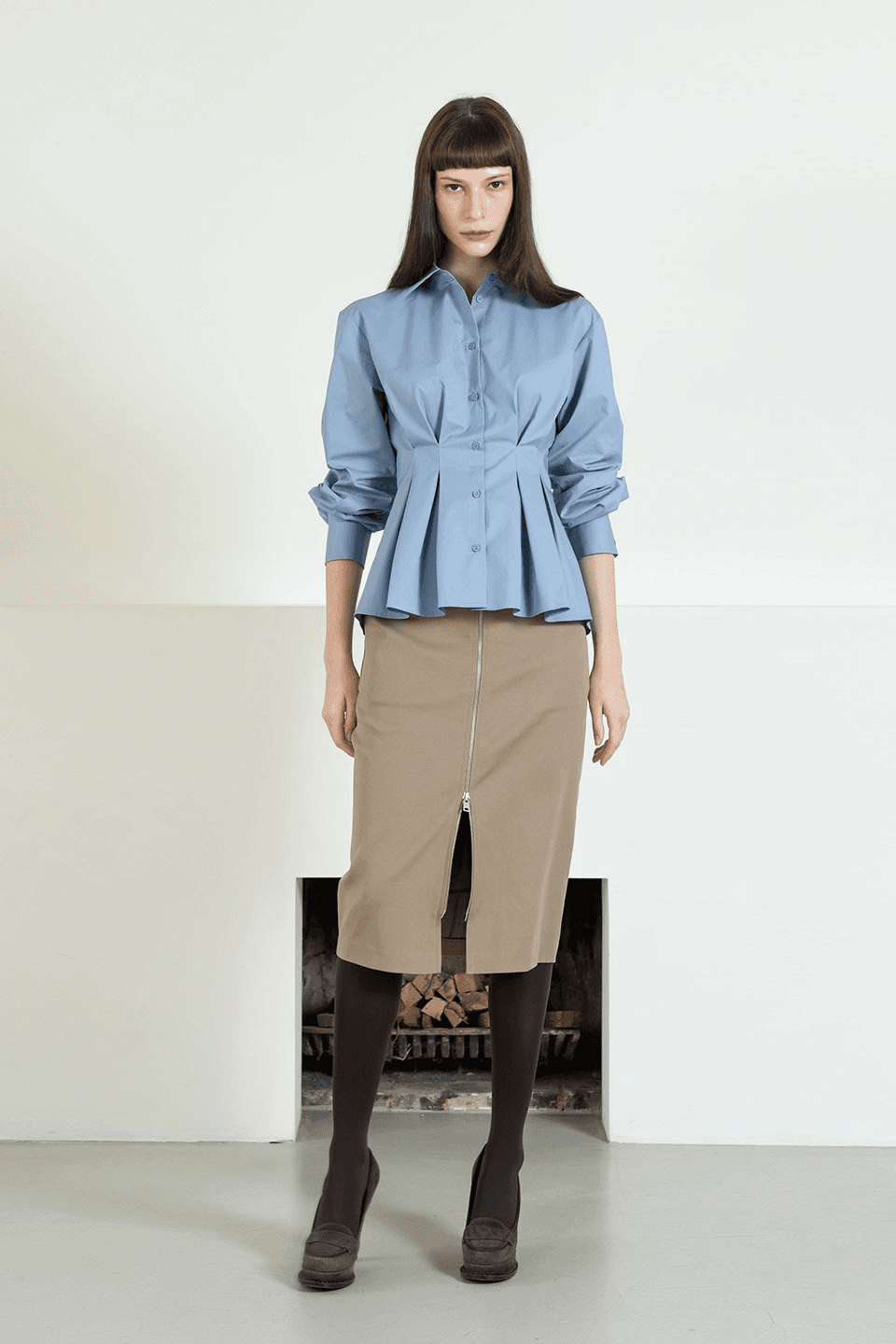 Pleats slimline shirt - blue