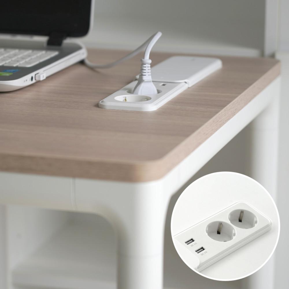 [두닷] 콰트로 에어 노트북 책상 고속충전포트+빌트인 콘센트 1000 1200 1400 1600