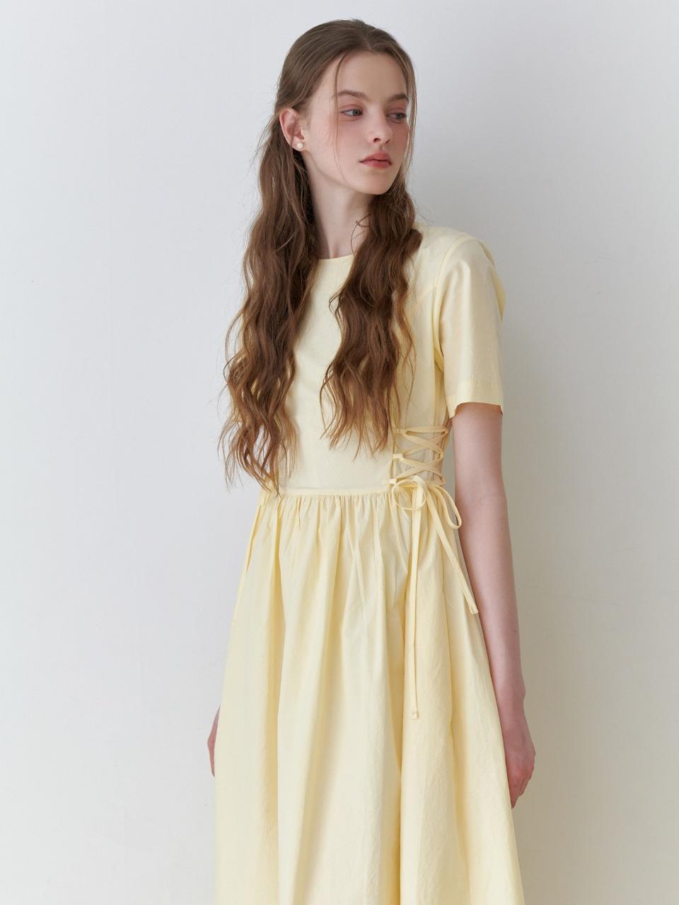 [예약배송] Peach corset dress (yellow)