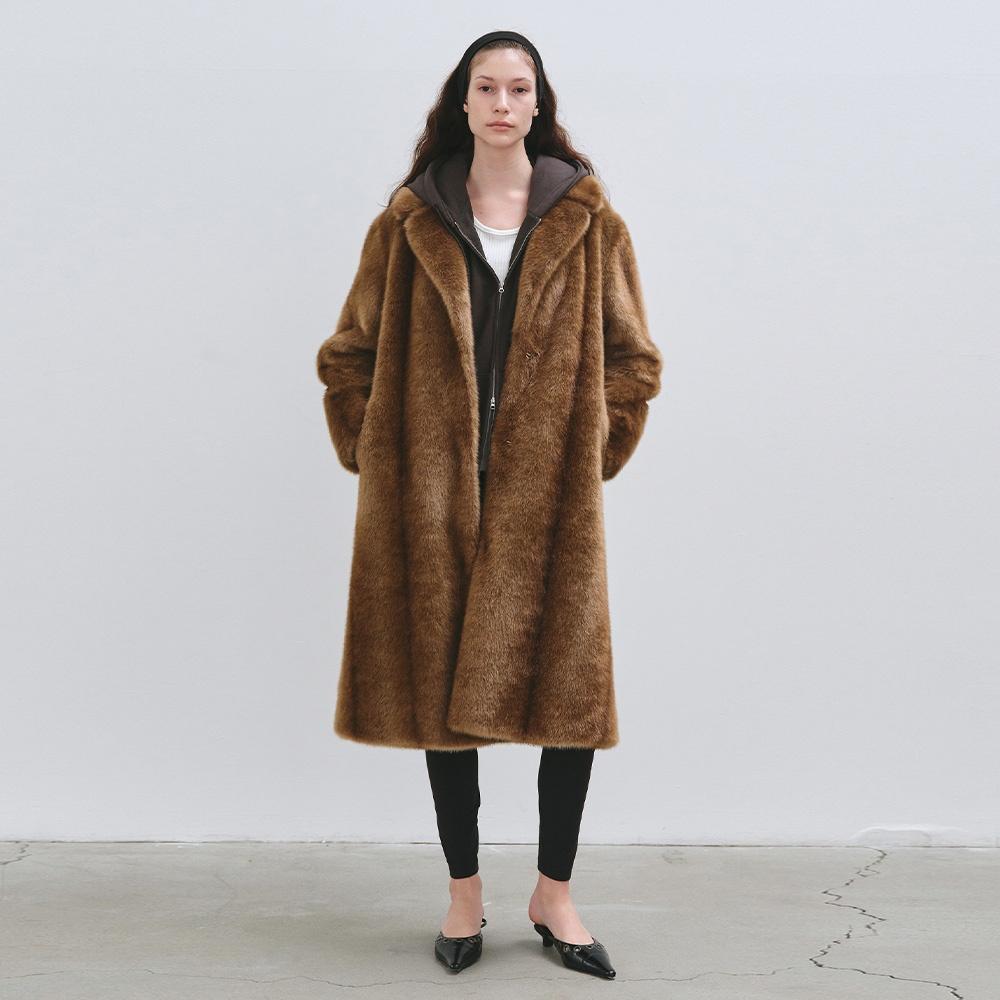 FREY MAXI FUR COAT CAMEL