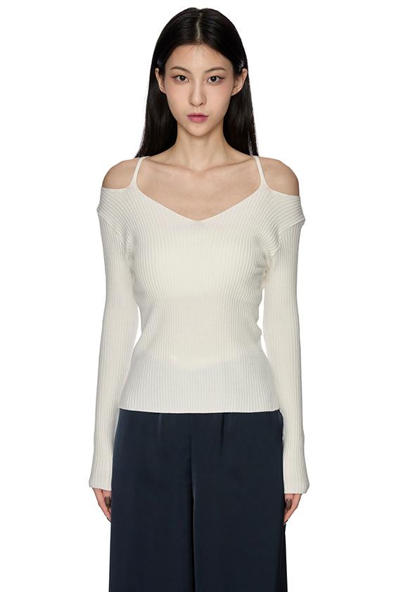 커팅 브이넥 스웨터