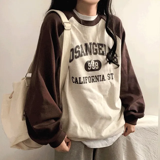 [데일리/오버핏] 로스 배색 998 레터링 나그랑 맨투맨 5color