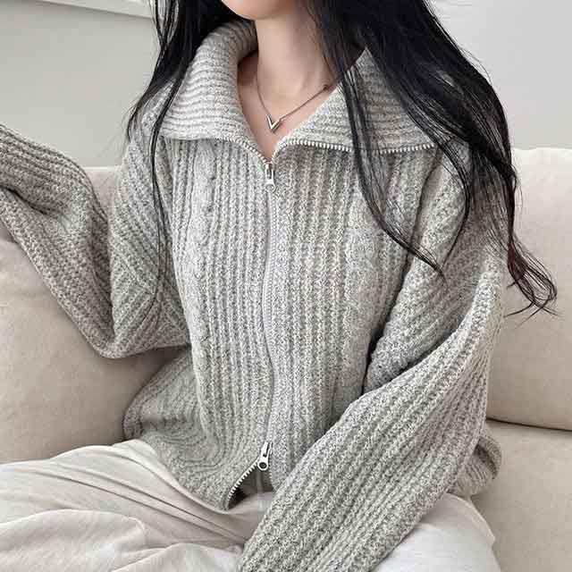 [국내제작/5color] 폭닥 고퀄 꽈배기 니트 투웨이 집업 가디건_쏠트베이비