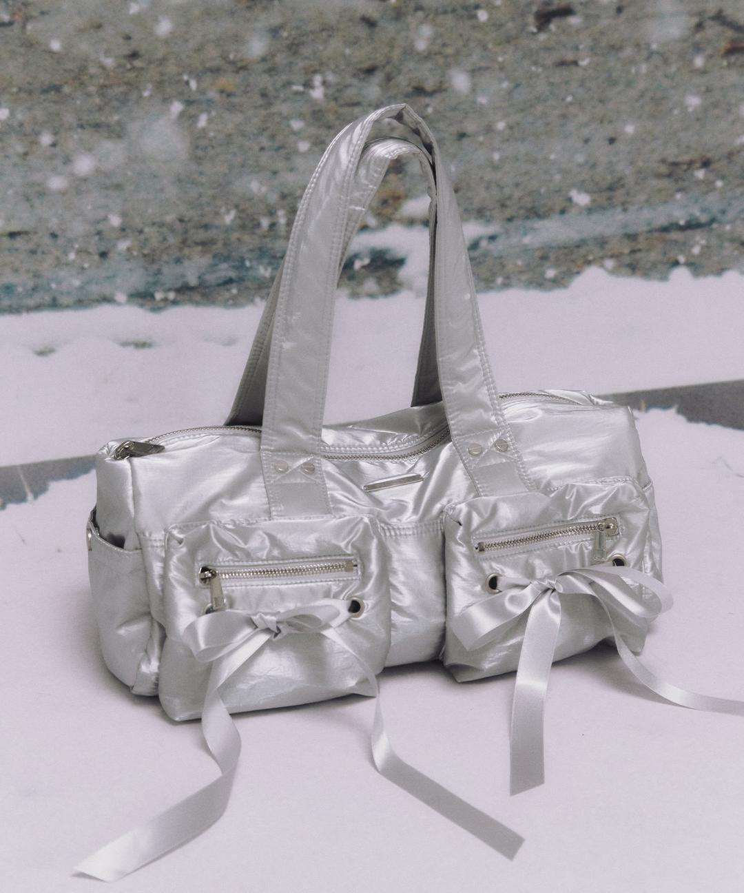 Double Ribbon Cargo Duffle Bag (METAL SILVER)