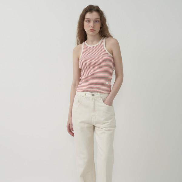 스트라이프 슬리브리스 - Red