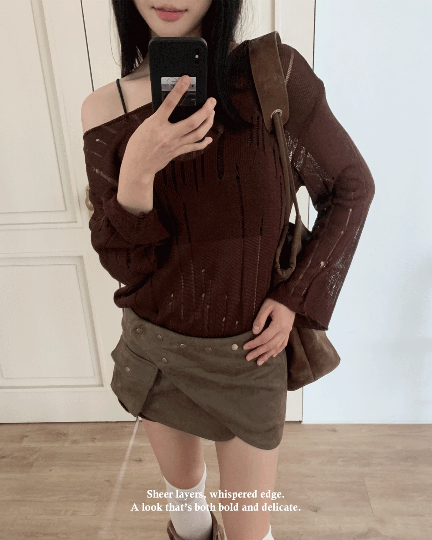 Slash 데미지 시스루 루즈핏 롱 슬리브 니트 (4color)