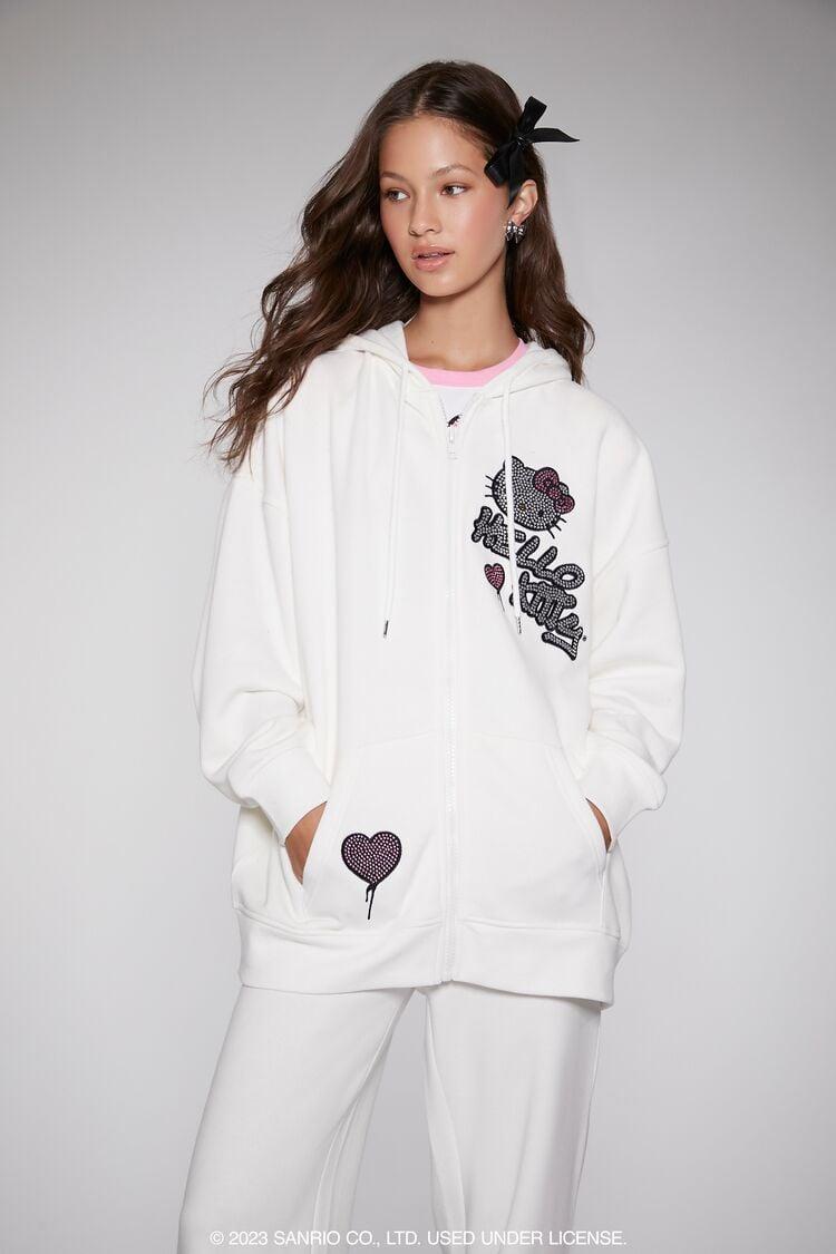 Rhinestone Hello Kitty Zip-Up Hoodie | Forever 21