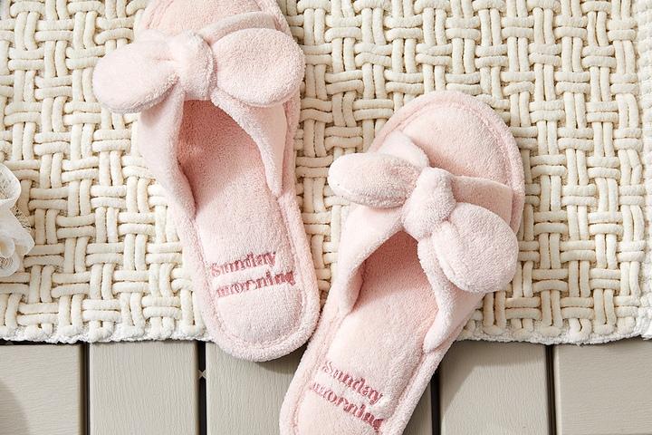 리본 테리지 슬리퍼 핑크