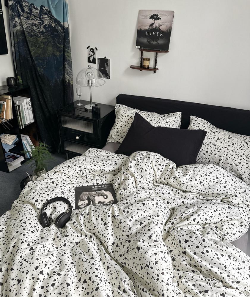 코지풀 40수 블랙 도트 테라조 이불커버 세트