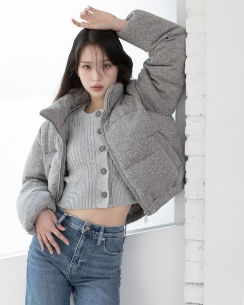 여성 크롭 니트 다운 푸퍼 J224591 P41