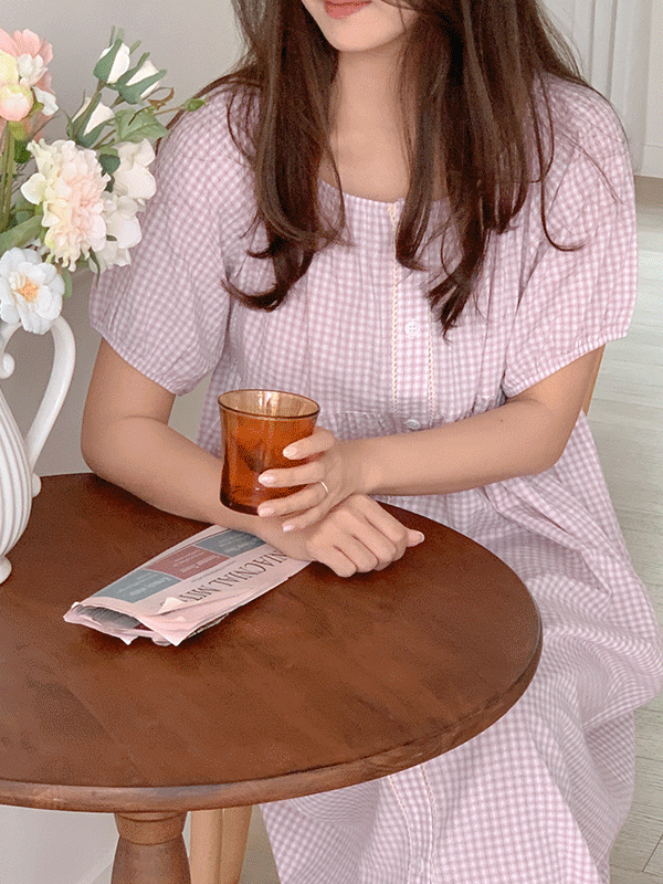 [2천장 돌파/☁코튼] J'eu 어바웃 체크 커플 반팔 파자마 잠옷 세트 3color