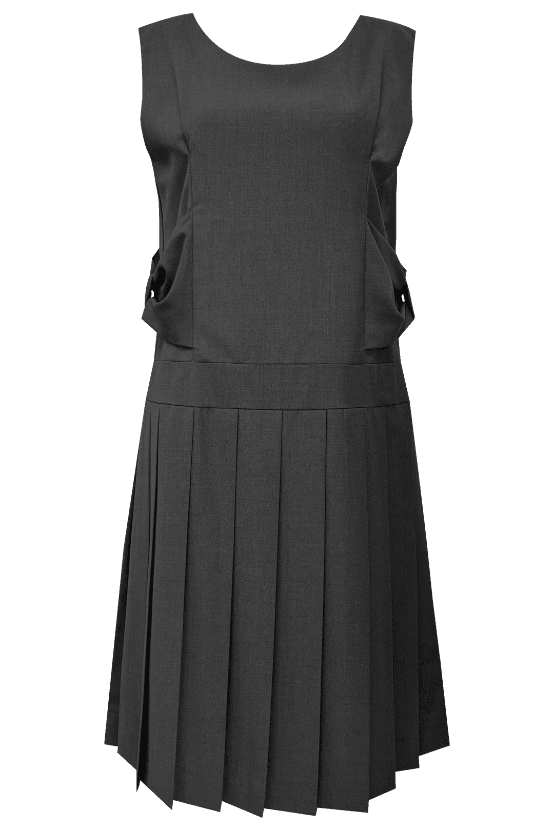 [11월 말 순차출고] BOW SLEEVELESS PLEATED DRESS (CHARCOAL)