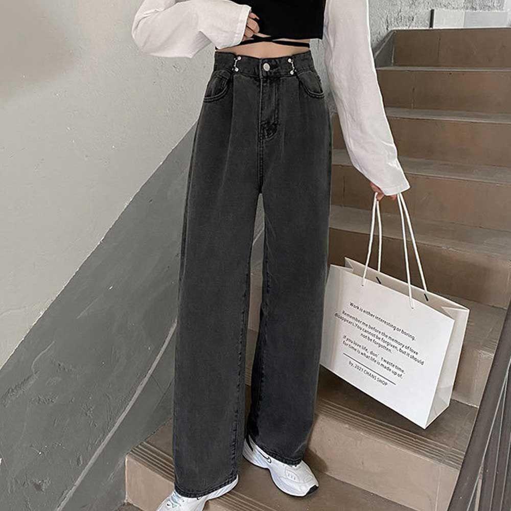 ONM 허리 후크 디테일 포인트 와이드핏 여성 팬츠