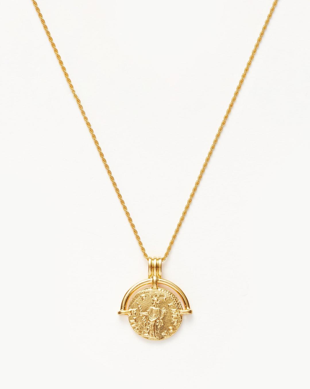 Lucy Williams Medium Engravable Roman Arc Coin Pendant Necklace | 18ct Gold Plated