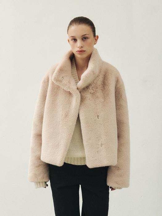 TWW HIGH NECK ECO FUR JACKET_2COLORS