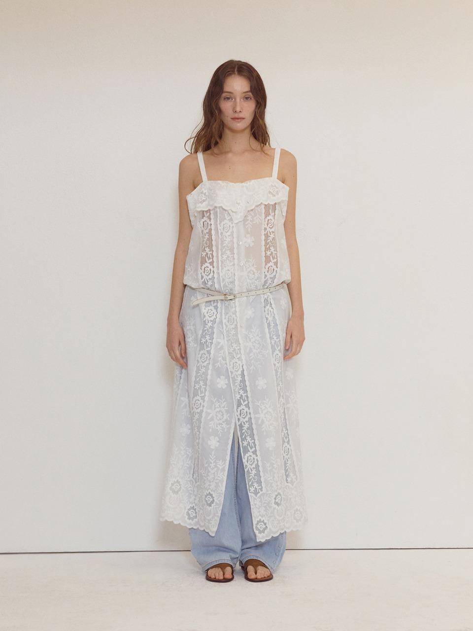 Lace Sleeveless Dress_White