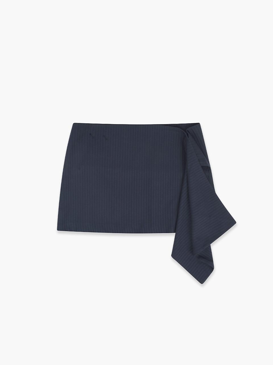 STRIPE BUTTON WRAP SKIRT_navy
