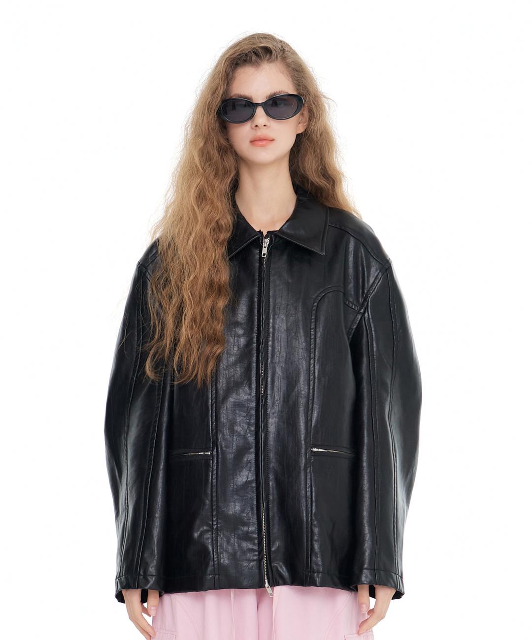 ITZAVIBE LOGO LEATHER JACKET