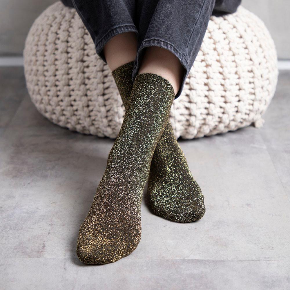 여성 무지 골지 반짝이 글리터 양말 시스루 삭스